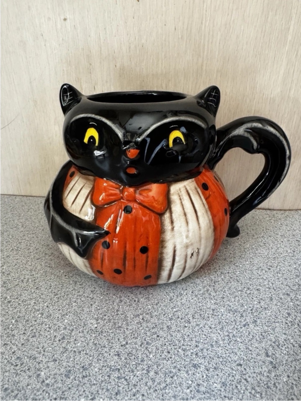 New Halloween Johanna Parker Large Coffee Mug Bat Black Cat Ceramic
